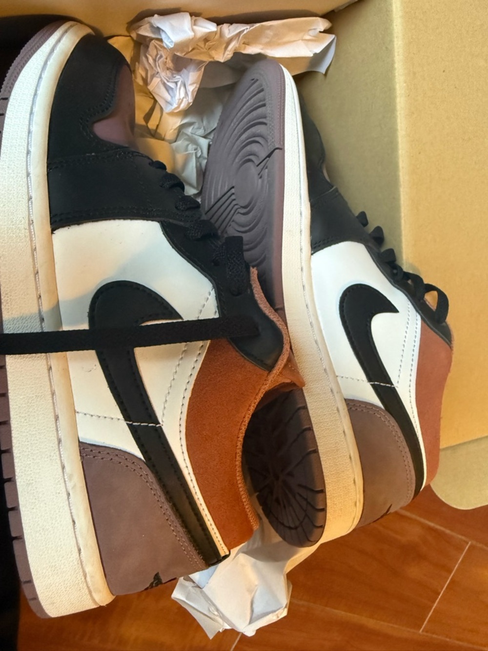 Men's High-Top Sneakers in White, Black & Brown - Classic Street Style